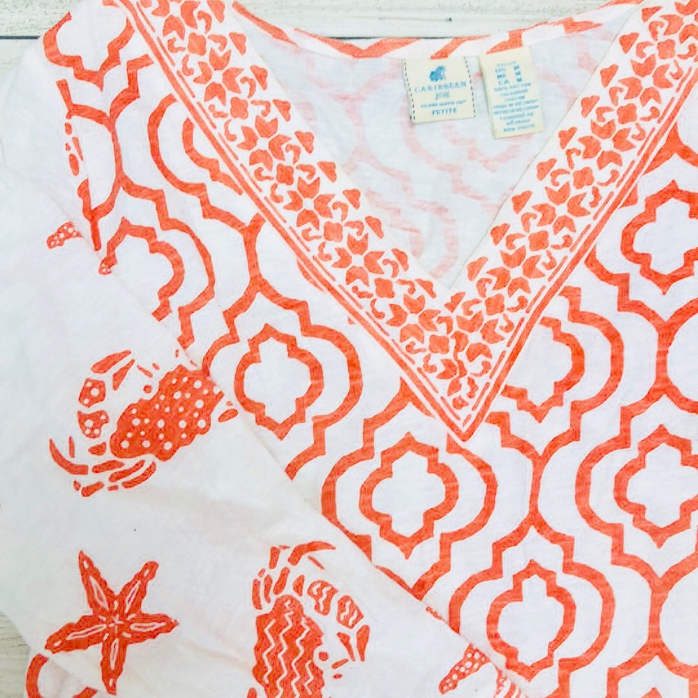 Caribbean Joe Petite cotton crab starfish coverup